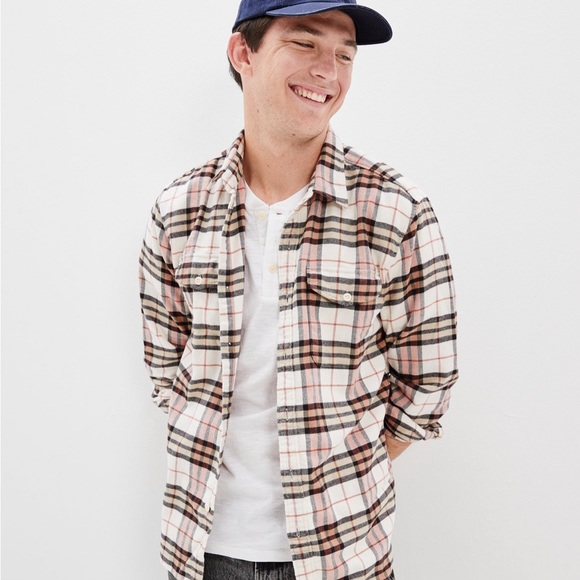 AMERICAN EAGLE - Men’s Soft Flannel Button Down Shirt - Picture 1 of 13